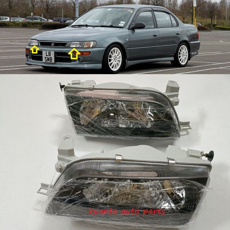 Svartur höfuðlampi fyrir Corolla 1999 2000 AE100 AE101 212-1193-B 81110-13610 81115-13610